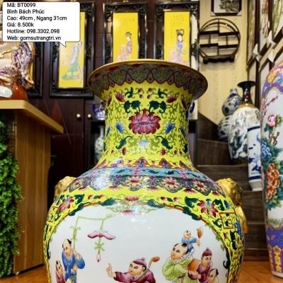 Bình Vẽ Tay Cao Cấp Họa Tiết Bách Phúc